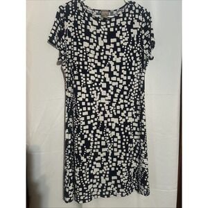 Chicos Women's Black/White Geometric Design Dress Size M